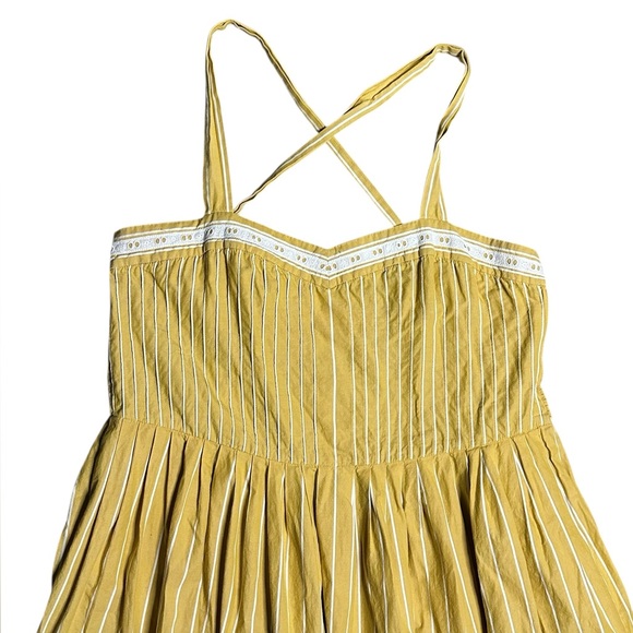 THE GREAT Laurel Striped Midi Dress in Sunburst Stripes Yellow Sz Large - Picture 4 of 8